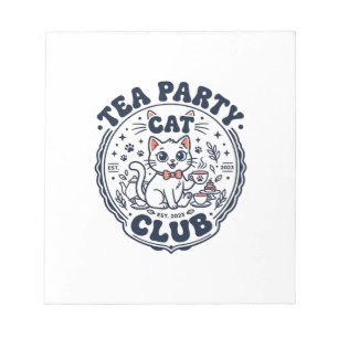 Tea Party Cat Pet Lover Shirt Art - Tea Party Cat Notepad