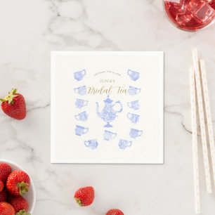 Tea Party Chinoiserie Blue Boho Lace Bridal Shower Napkin