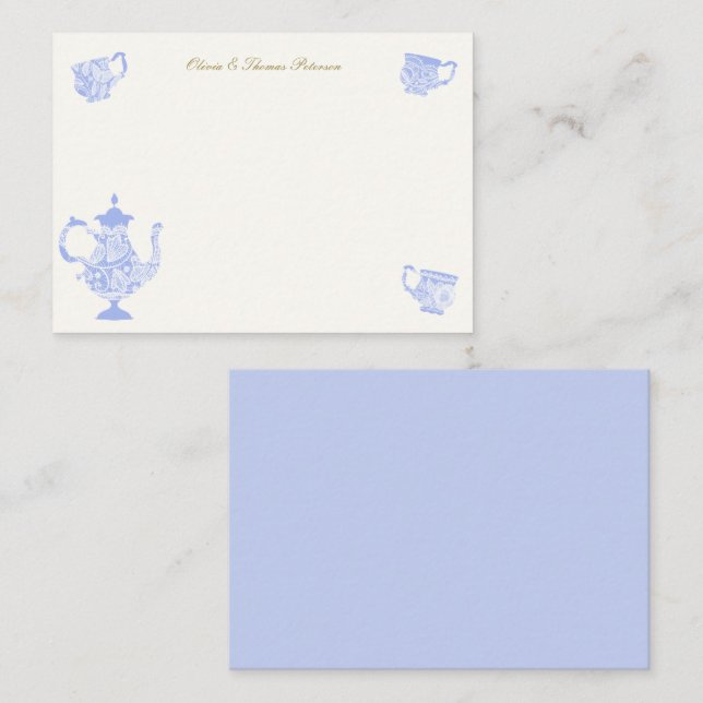 Tea Party Chinoiseries Lace Script Bridal Shower Card (Front/Back)