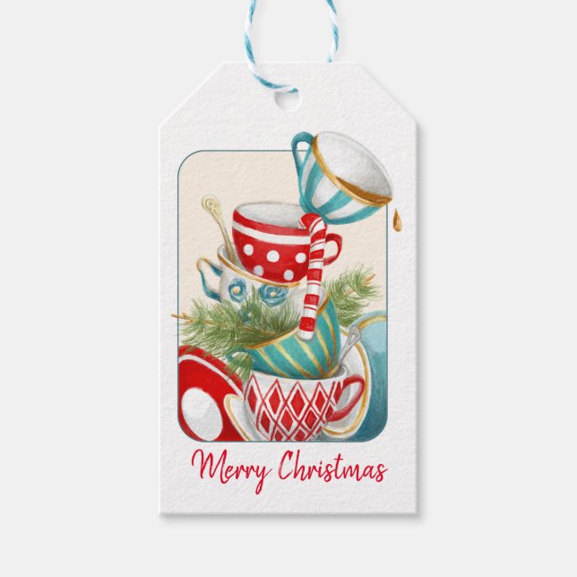 Tea Party Christmas Gift Tags (Front)