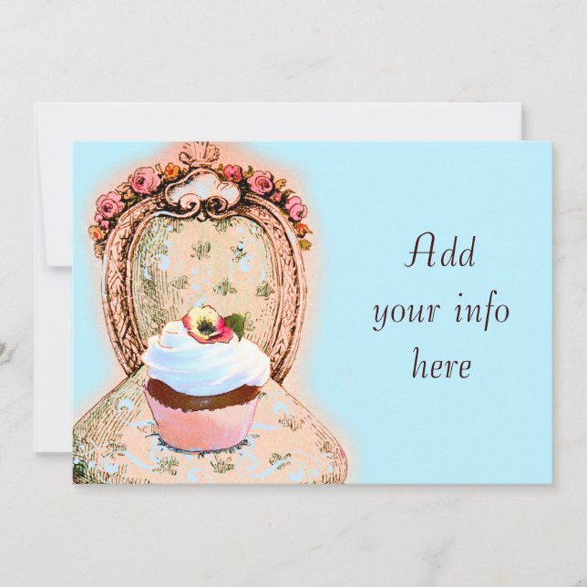 Tea Party Cupcake Invitation victorienne (Devant)