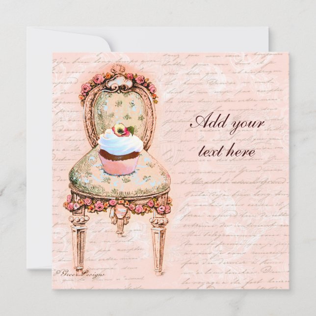 Tea Party Cupcake Invitations de design victorien (Devant)