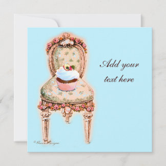 Tea Party Cupcake Victorian Design Invitations