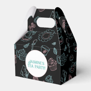 Tea Party Doodle Pattern Birthday Party  Favour Bo Favor Box