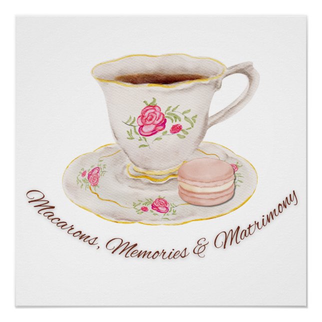 Tea Party Elegant Bridal Shower Bachelorette Poster (Front)