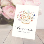 Tea Party Favours Pedestal Sign<br><div class="desc">Let Your Special Day Blossom with Tea Party Favours Pedestal Sign! This design features stunning hand-painted watercolor florals in hues of deep purple, dusty blue, and blush pink with sage greenery. Whether you're hosting a garden party or a cozy, intimate gathering, this beautiful pedestal sign design will bring a special...</div>