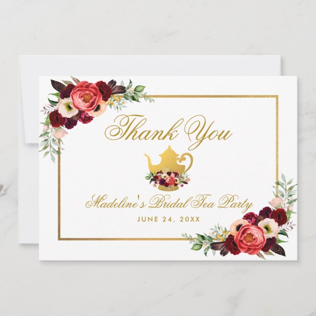 Tea Party Fête des mariées Bourgogne Boho Merci (Devant)