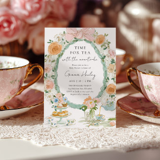Tea Party Floral Baby Shower Invitation
