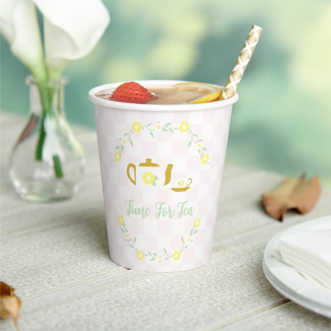 Tea Party Floral Baby Shower Paper Cups (Insitu)