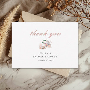 Tea Party Floral Bridal Shower Thank You Card