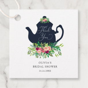 Tea party floral bridal shower thanks favour tags