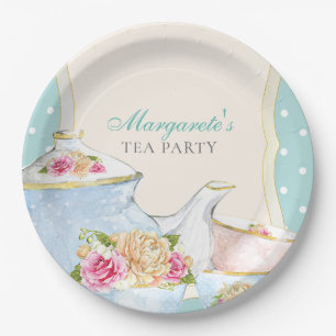 Tea Party Floral Elegant Personalized Paper Plate