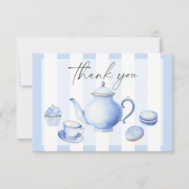 Tea Party Flowers baby shower thank you  (Front)