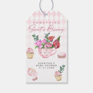 Tea Party Flowers girl baby shower Gift Tags