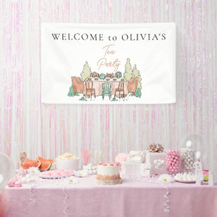 Tea party girls cute birthday welcome sign