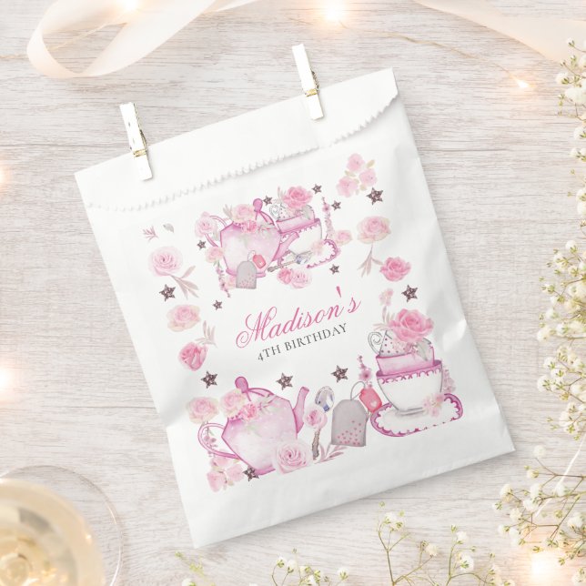 Tea Party Glitter Personalized Favour Bag (Clipped)