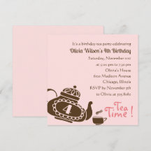 Tea Party - Invitation d'anniversaire de fille