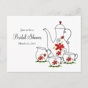 Tea Party, invitations à la poste, fleurs rouges