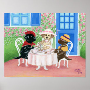 Tea Party Labradors Poster