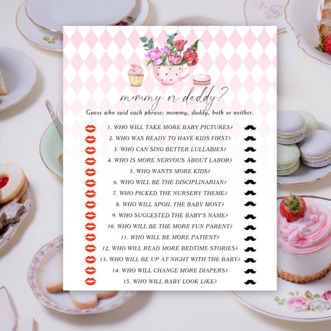 Tea party - mommy or daddy baby shower game (Creator Uploaded)