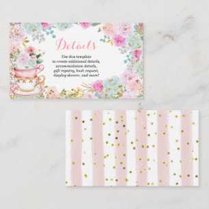 Tea Party Pastel Floral Shower Details Card