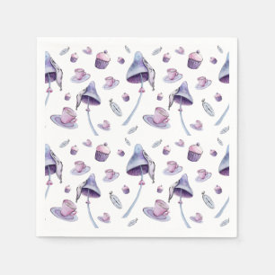 Tea party pink and blue watercolor napkin