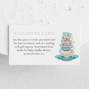 Tea Party Pink and Teal Teacups Custom Enclosure Card