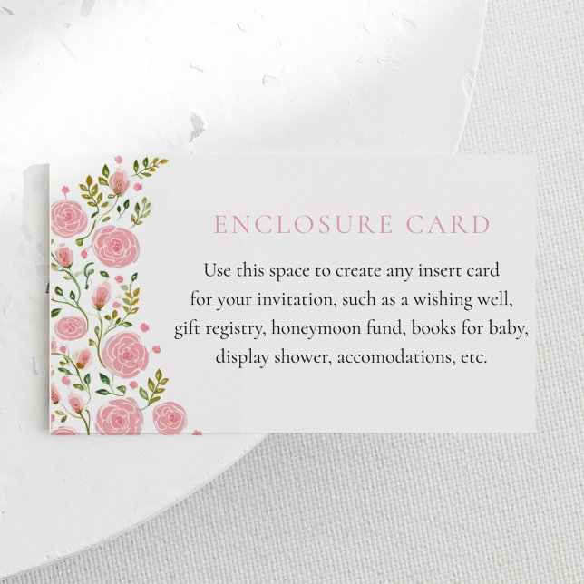 Tea Party Pink Roses Custom Enclosure Card (Creator Uploaded)