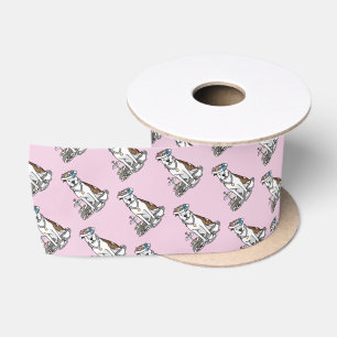 Tea Party Pit Bull (lt brindle white 3) cute dog Satin Ribbon