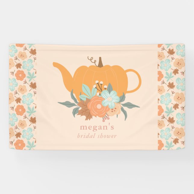 Tea Party Pumpkin Bridal Shower Banner (Horizontal)