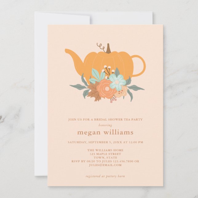 Tea Party Pumpkin Bridal Shower Invitation (Front)