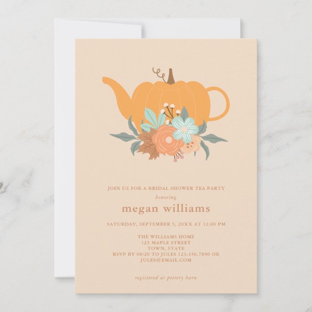 Tea Party Pumpkin Bridal Shower Invitation (Front)