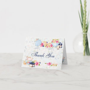 Tea Party Roses Teacups Teapot Thank You Card
