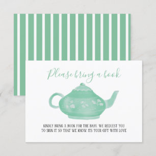 Tea Party Shabby Chic Baby Shower Bring A Book Invitation