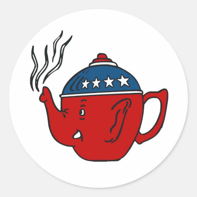 TEA PARTY STEAM CLASSIC ROUND STICKER (Front)