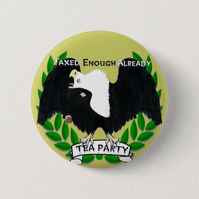 TEA Party Supplies 2 Inch Round Button (Front)