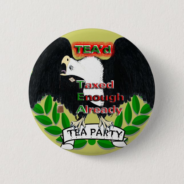 TEA Party Supplies 2 Inch Round Button (Front)