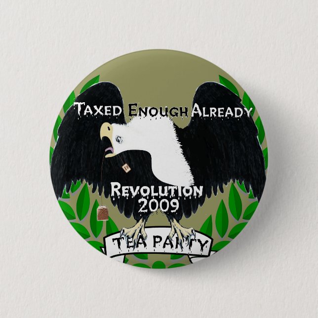 TEA Party Supplies 2 Inch Round Button (Front)