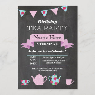 Tea Party Teapot Alice In Wonderland Chalk Invite