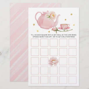 Tea Party Teapot Baby Shower Baby Bingo Game Card