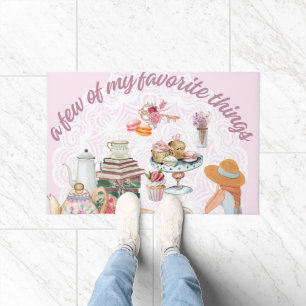 Tea Party Teapot Teacups Books Cupcakes  Doormat