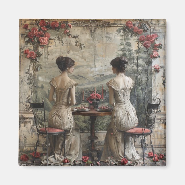 Tea Party Victorian Twins - Magnet (Devant)