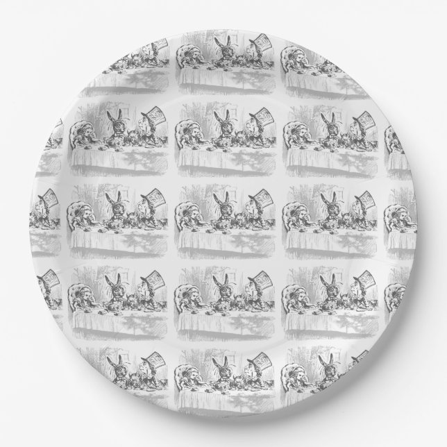 Tea Party Vintage Alice in Wonderland Paper Plates (Front)