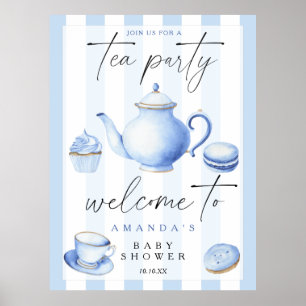 Tea Party Welcome boy baby shower party Poster
