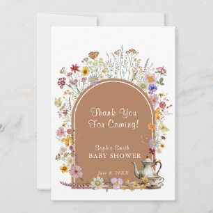 Tea Party Wildflower Baby In Bloom Baby Shower Thank You Card