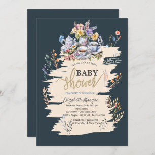Tea Party Wildflower Meadow Baby Shower Invitation