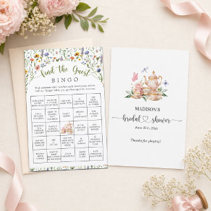 Tea Party Wildflowers Find The Guest Bingo Game 
