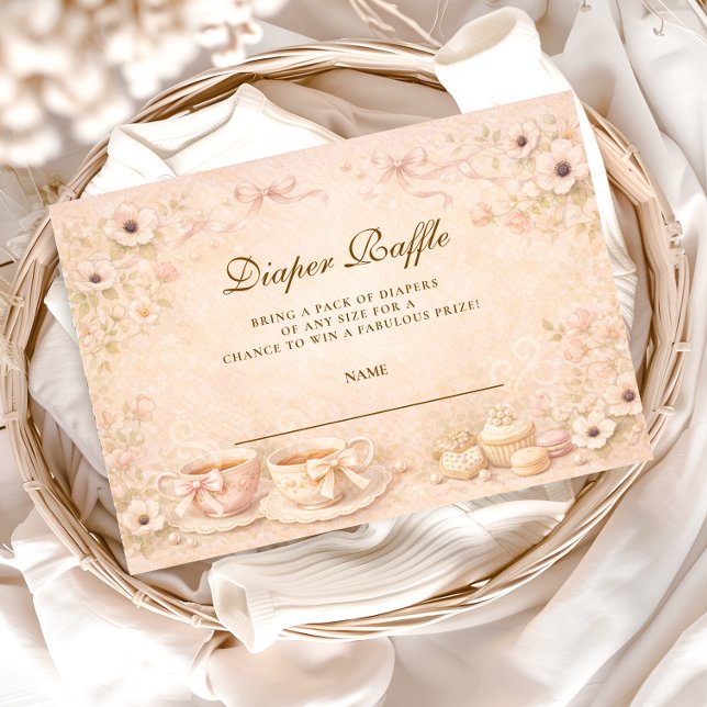 Tea Party With Mom-to-Be Diapper Raffle Enclosure Card (Creator Uploaded)