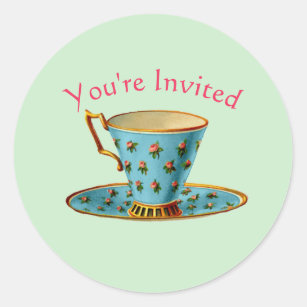 Tea Party You're Invited Classic Round Sticker