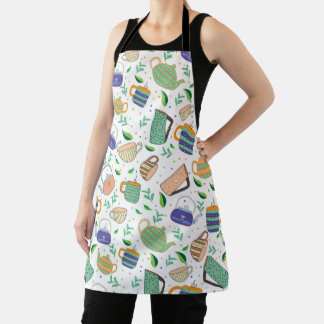 tea pattern apron
